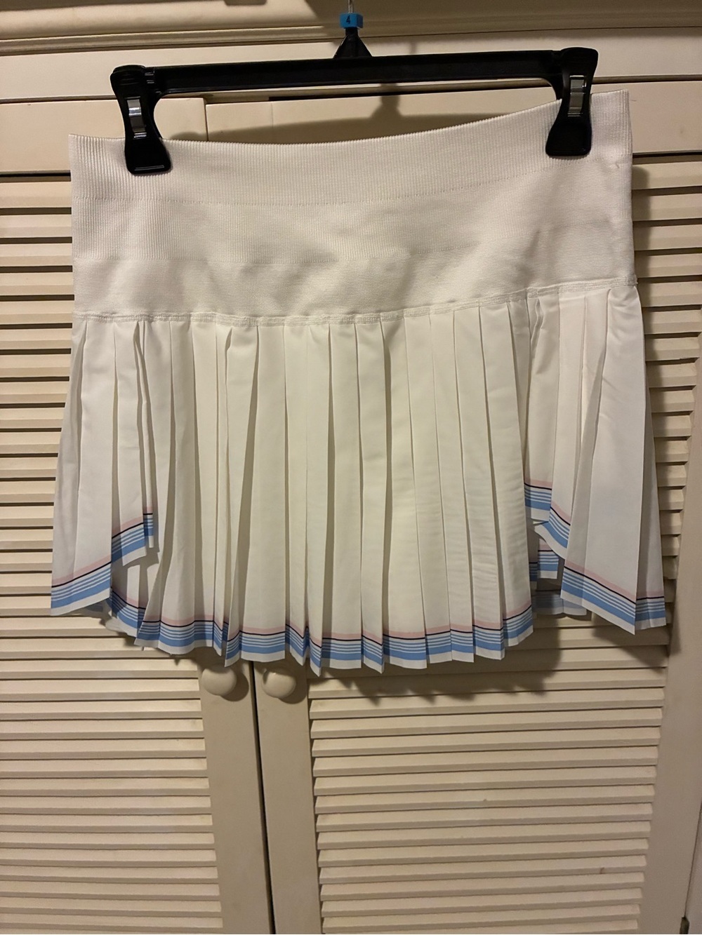 Lucky in Love White Pleated Mini Skort with Blue and Pink Trim